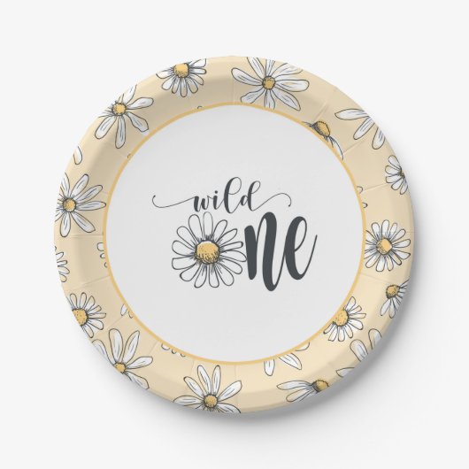 Daisy Birthday Plate - Wild One - Gelb Pappteller (Vorderseite)