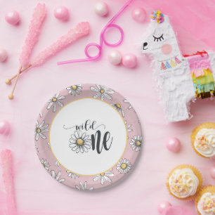 Daisy Birthday Plate - Wild One - Pink Pappteller