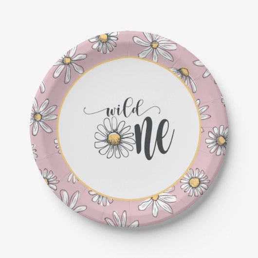 Daisy Birthday Plate - Wild One - Pink Pappteller (Vorderseite)