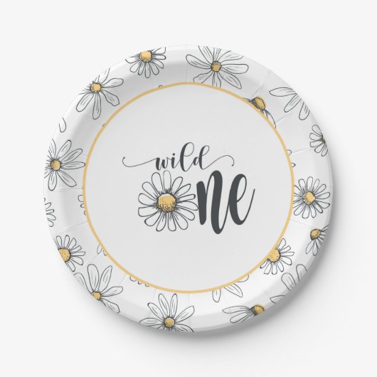 Daisy Birthday Plate - Wild One - White Pappteller (Vorderseite)