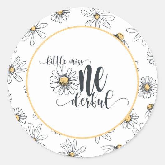 Daisy Birthday Sticker - Kleine Miss ONEderful - W (Vorderseite)