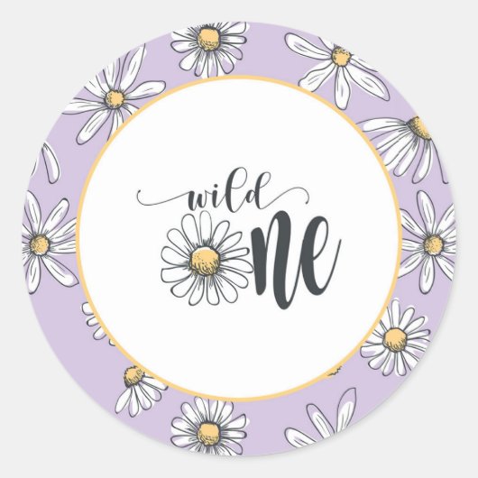 Daisy Birthday Sticker - Wild One - Lila (Vorderseite)