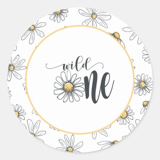 Daisy Birthday Sticker - Wild One - White (Vorderseite)