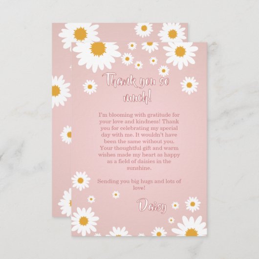 Daisy Birthday Thank You Card Dankeskarte (Vorne/Hinten)