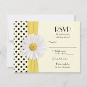 Daisy Black and Ivory Polka Dot Reply Card RSVP Karte (Vorderseite)