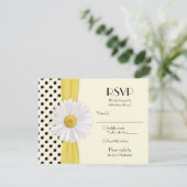Daisy Black and Ivory Polka Dot Reply Card RSVP Karte (Stehend Vorderseite)