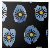 Daisy Black Ceramic Tile Fliese (Vorderseite)
