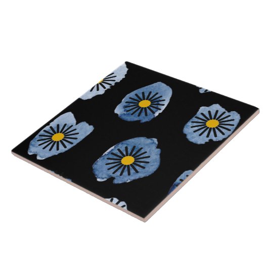 Daisy Black Ceramic Tile Fliese (Seite)