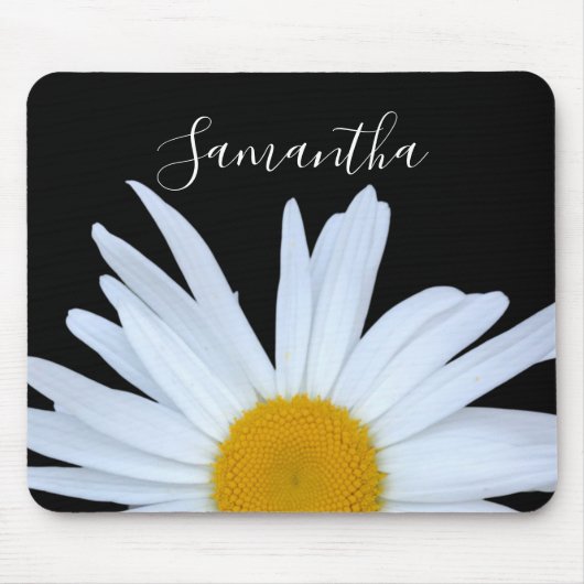 Daisy Black Elegant White Script Mousepad (Vorne)