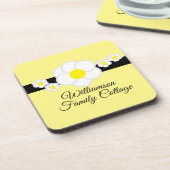 Daisy Black Stripe Gelb Elegante Hütte Getränkeuntersetzer (Linke Seite)