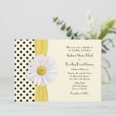 Daisy Black und Ivory Polka Dot Wedding Einladung (Stehend Vorderseite)