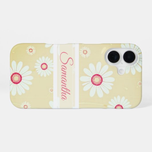 Daisy Blooms: Minimalistisches Blumenmuster iPhone 16 Hülle (Rückseite (Horizontal))
