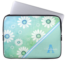 Daisy Blooms: Minimalistisches Blumenmuster Laptopschutzhülle