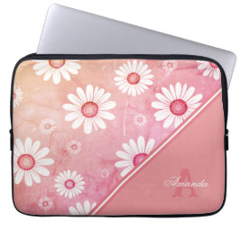 Daisy Blooms: Minimalistisches Blumenmuster Laptopschutzhülle