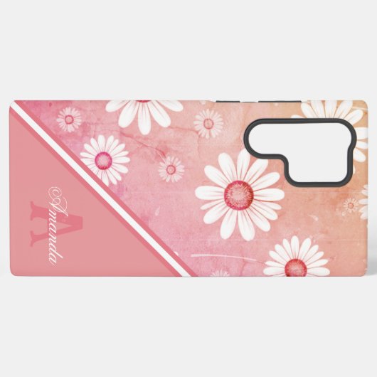 Daisy Blooms: Minimalistisches Blumenmuster Samsung Galaxy Hülle (Rückseite (Horizontal))