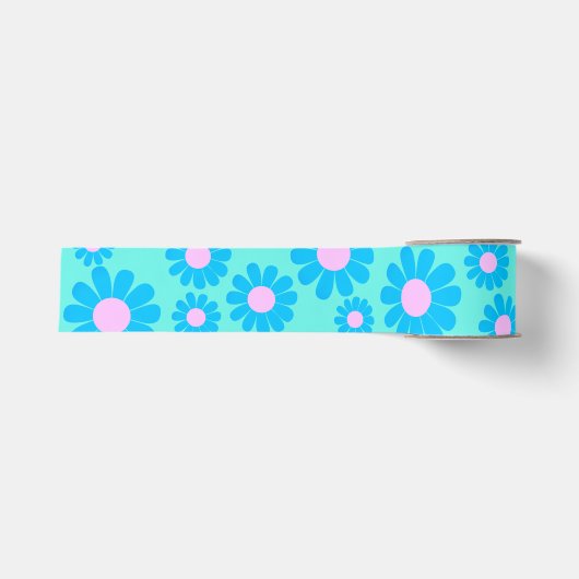 Daisy Blue Aquamarin Ripsband (Vorderseite)