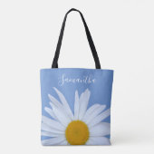 Daisy Blue Elegant White Script Tote Bag Tasche (Rückseite)