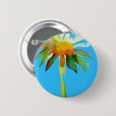 Daisy Blue Modern Art Blume Button (Vorne & Hinten)