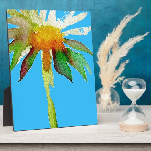 Daisy Blue Modern Art Blume Fotoplatte (Seite)