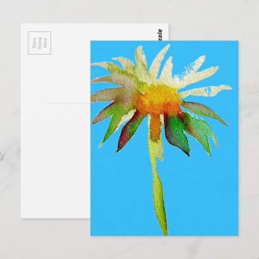 Daisy Blue Modern Art Blume Postkarte (Vorne/Hinten)