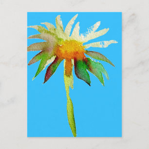Daisy Blue Modern Art Blume Postkarte
