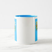 Daisy Blue Modern Art Blume Zweifarbige Tasse (Mittel)