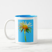 Daisy Blue Modern Art Blume Zweifarbige Tasse (Links)