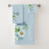 Daisy Blue Patch Personalisiert Badhandtuch Set (Insitu)