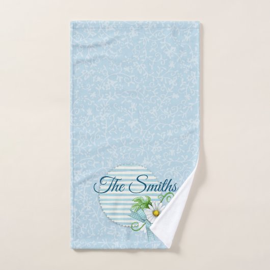 Daisy Blue Patch Personalisiert Badhandtuch Set (Handtuch)