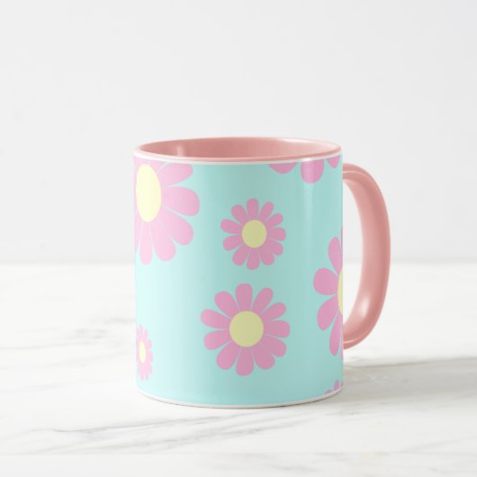 Daisy Blue Pink Tasse (VorderseiteRechts)