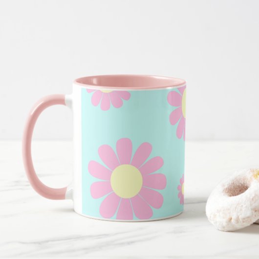 Daisy Blue Pink Tasse (Mit Donut)