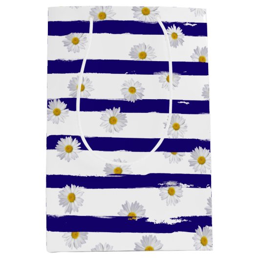 Daisy Blue Stripes Mittlere Geschenktüte (Vorderseite)
