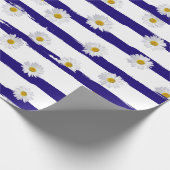 Daisy Blue Stripes Wrapping Paper Geschenkpapier (Ecke)