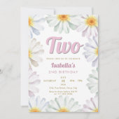 Daisy Blume 2. Girl Geburtstag Einladung (Vorderseite)