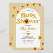 Daisy Blume Arch Boho Kinderdusche Sonnenblumen Einladung (Vorne/Hinten)