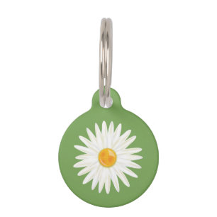 Daisy-Blume auf Grün mit Hundinfo Illustriert Tiernamensmarke