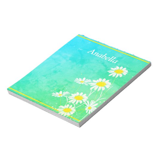 Daisy-Blume auf grünem und gelbem Hintergrund Notizblock (Rotiert)