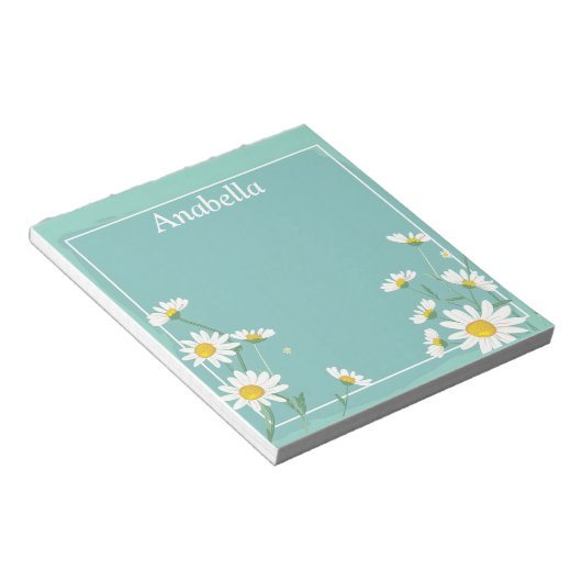 Daisy-Blume auf hellgrünem Hintergrund Notizblock (angewinkelt)