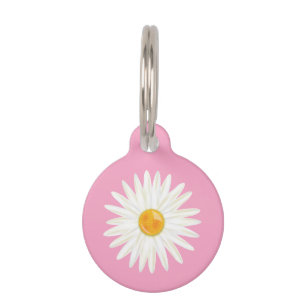 Daisy-Blume auf rosa mit Hundeinfo Illustriert Tiermarke