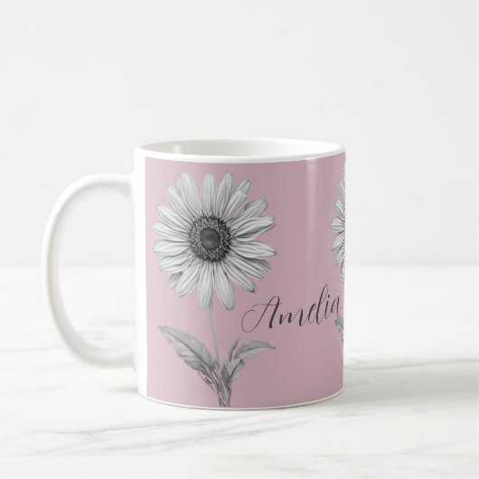 Daisy Blume Baby Pink individuell anpassbar Kaffeetasse (Links)