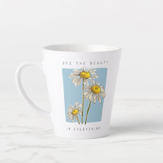 Daisy Blume Beauty Slogan Milchtasse (Links)