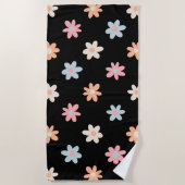 Daisy Blume Black Boho Floral Strandtuch (Vorderseite)