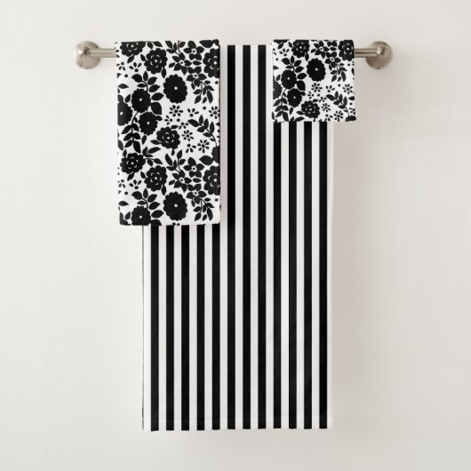 Daisy Blume Black Strip Badetuch Set (Insitu)