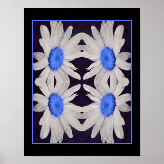 Daisy Blume Blue Center Raindrops Abstrakt Poster (Vorne)