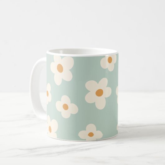 Daisy Blume Blumengrün Muster Pastellfarben Kaffeetasse (Vorderseite Links)