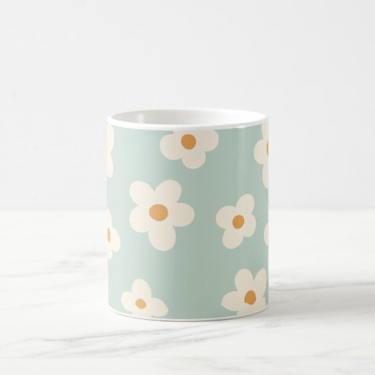 Daisy Blume Blumengrün Muster Pastellfarben Kaffeetasse (Mittel)