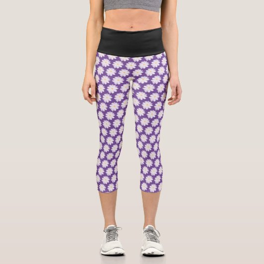 Daisy Blume Blumenmuster Rosa Hoch Taille Capri Leggings (Vorderseite)
