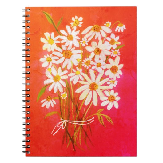 Daisy Blume Bouquet Watercolor Red Notizblock (Vorderseite)