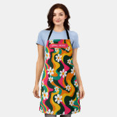 Daisy-Blume Das Retro-Muster mit Namen beleben Schürze (Getragen)