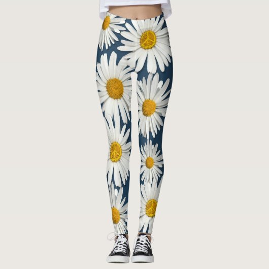 Daisy Blume des inneren Friedenssymbol signieren H Leggings (Vorderseite)